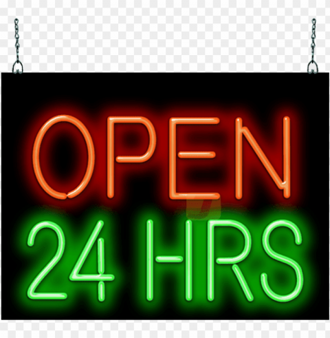 open 24 hours neon si PNG Graphic Isolated with Clear Background