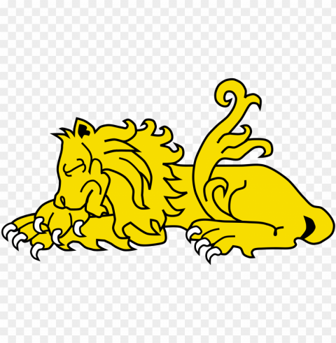 Open - Lion Dormant Heraldry High Resolution PNG Isolated Illustration