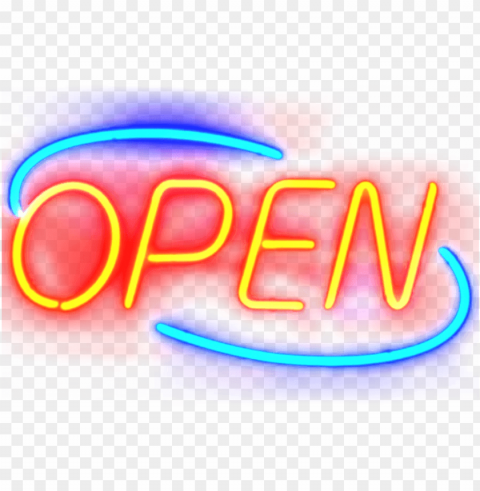 open neon sign PNG images with high transparency