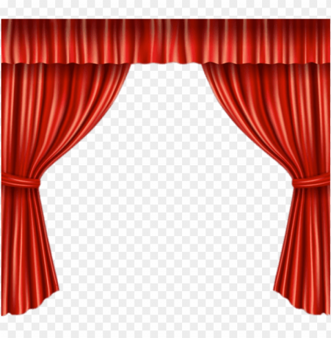 open red stage curtains with tie backs PNG images for graphic design