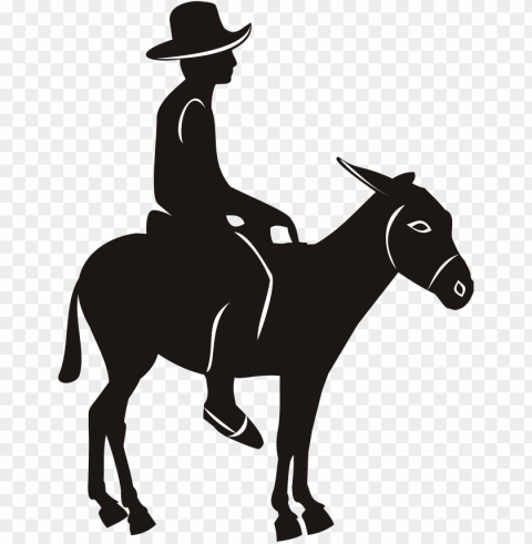 open - riding a donkey silhouette Transparent PNG Isolated Graphic with Clarity