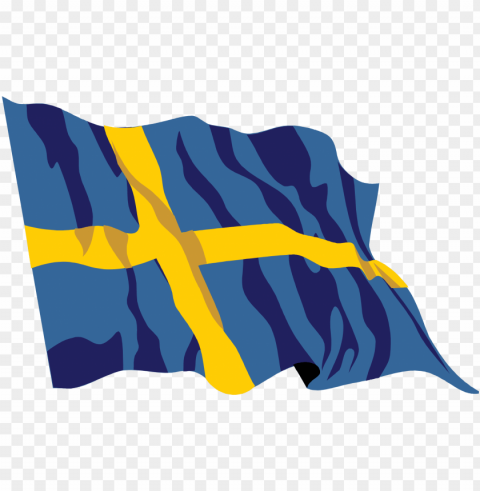open - waving swedish flag Isolated Illustration with Clear Background PNG