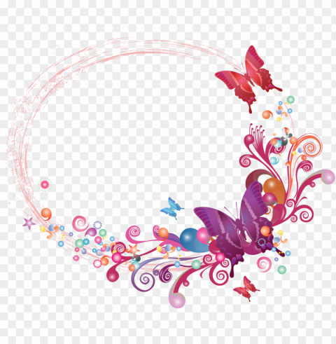 opinión actualizando firma - marco de flores y mariposas PNG transparent elements compilation