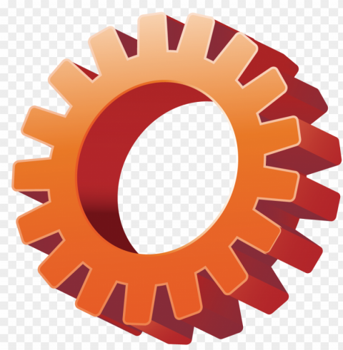 Orange 3d Gear Wheel Machine Transparent PNG Isolated Graphic With Clarity