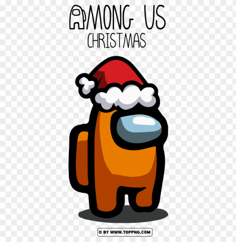 orange among us crewmate character with santa hat PNG images for personal projects