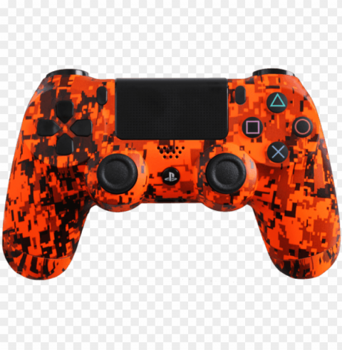 orange camo ps4 controller Transparent Background PNG Isolated Art