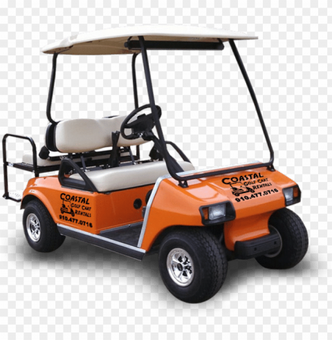 orange golf buggy cart two passengers Transparent PNG Isolated Illustrative Element
