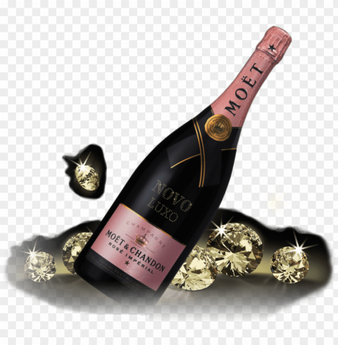order your moët & chandon custom bottle with swarovski - moet and chandon - brut rose champagne imperial nv PNG images with alpha transparency free