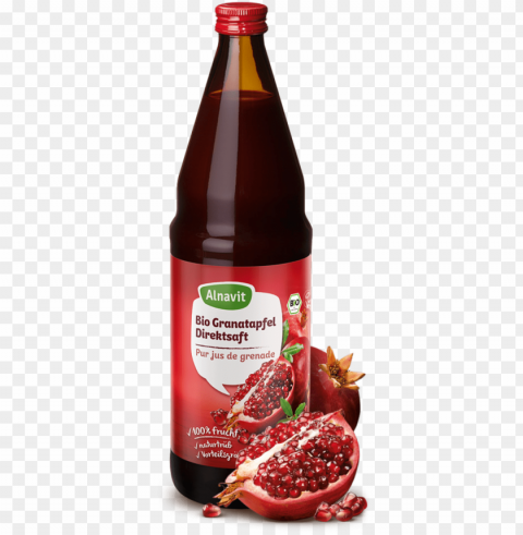 organic pomegranate juice - bottle PNG clear background
