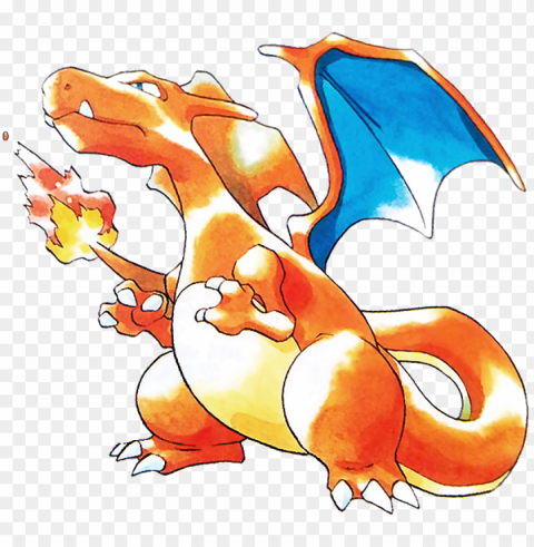 original charizard artwork - charizard red and blue PNG Illustration Isolated on Transparent Backdrop