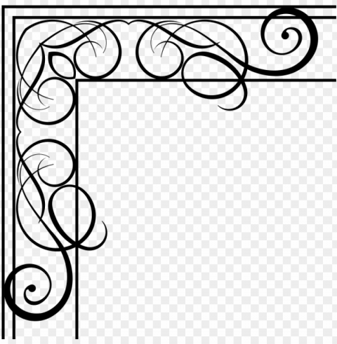 ornamental vintage corner - line art Clear Background PNG Isolated Design Element