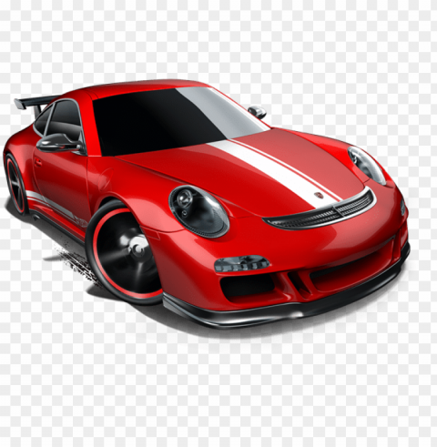 orsche 911 gt3 red w white stripes - fast car Clear Background PNG with Isolation