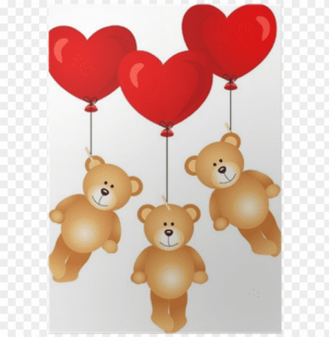 oso con globos de corazon Isolated PNG Image with Transparent Background