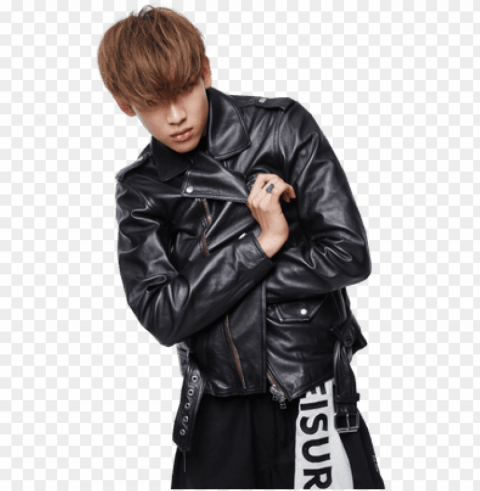 ot7 bambam black leather vest - got7 leather jacket PNG images with no background essential