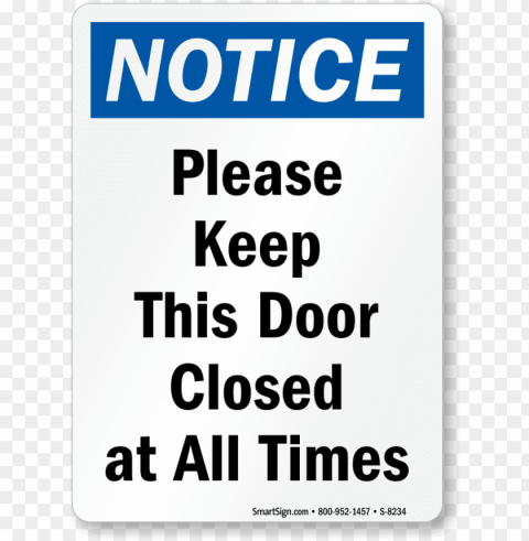 otice keep door closed sign - please close the door properly Isolated Item on HighQuality PNG