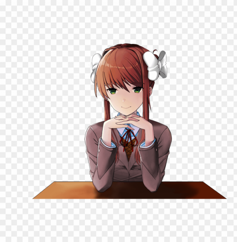 outfit2 no braid mock up - monika after story expressions Isolated Item with Transparent PNG Background