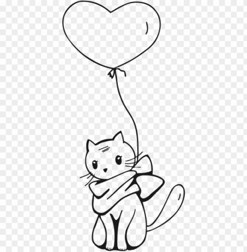 Outline Cat Line Art Isolated Artwork On Transparent Background