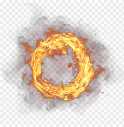 outline circle frame border flame fire with smoke Transparent PNG Isolated Object with Detail