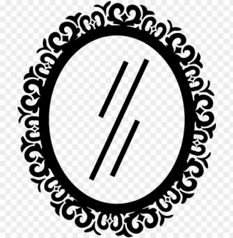 oval hair salon mirror with ornamental border vector - mirror drawing Alpha channel transparent PNG