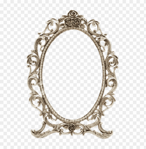 oval silver frame Transparent PNG Isolated Element with Clarity