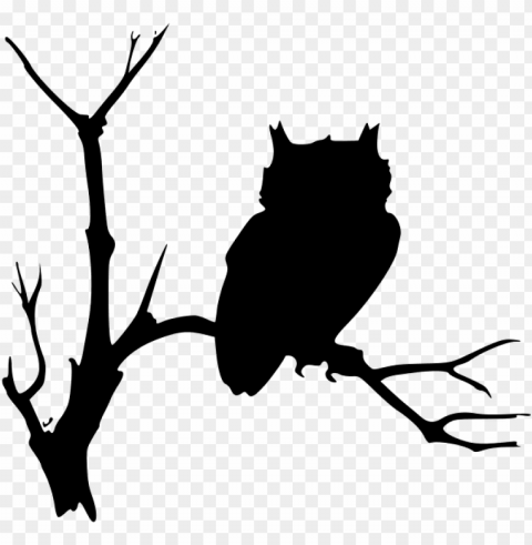 owl shilloutte on limb hogwarts clipart black and white - making of mona book Clear Background PNG Isolated Subject
