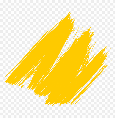 paint brush stroke yellow Isolated Artwork on Transparent PNG