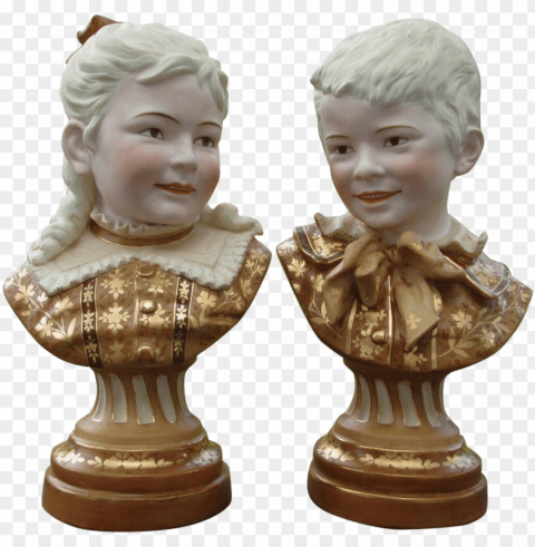 pair of victorian busts Transparent PNG Isolated Graphic Element