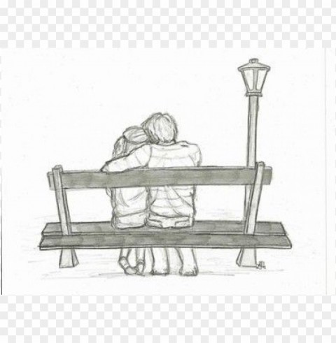 park bench drawing back view Isolated Graphic Element in Transparent PNG