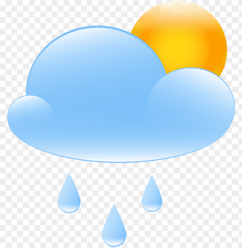 partly cloudy with sun and rain weather icon clip - cloudy PNG with clear overlay