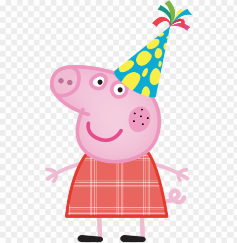 peppa pig with party hat PNG images without watermarks