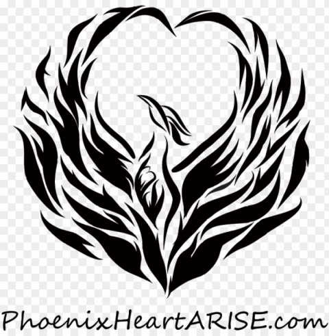phoenix bird images black and white PNG Graphic Isolated on Clear Background