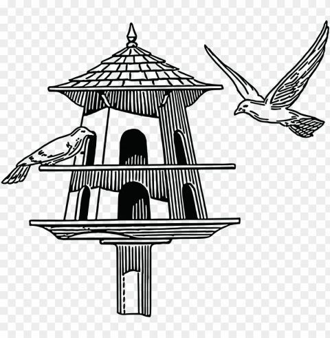 pigeon house black and white Clear Background PNG Isolated Graphic