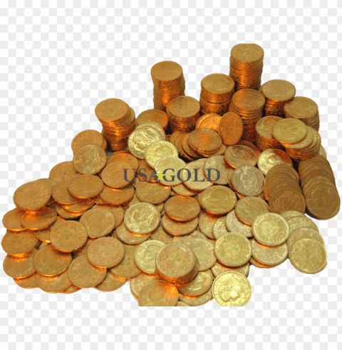 pile of gold PNG images with alpha transparency layer