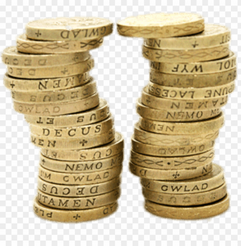 piles of one pound coins PNG transparent photos extensive collection
