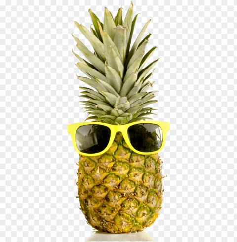 pineapple wearing sunglasses Transparent Background Isolation of PNG