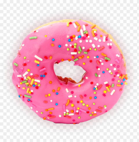 pink donut PNG graphics with transparent backdrop