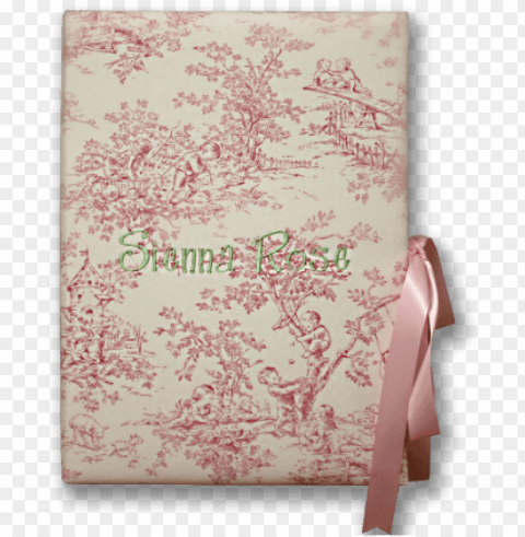pink toile personalized baby memory book PNG Graphic Isolated with Clarity