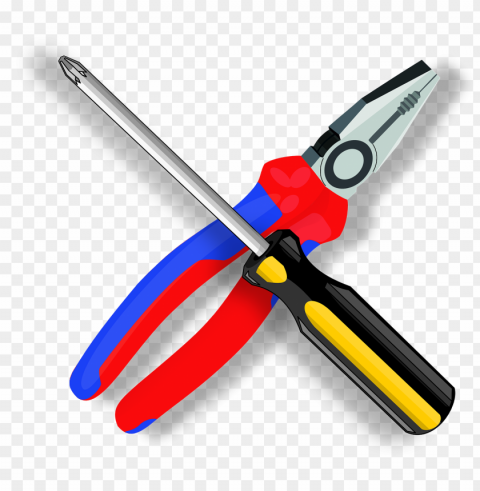 pliers and screwdriver cartoon illustration tools Clean Background Isolated PNG Image