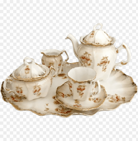 porcelain tea set Isolated Character in Clear Background PNG
