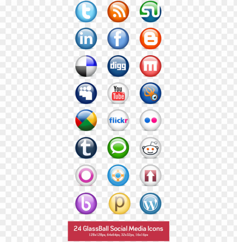 preview of icons in px size - social media logos 24 PNG pictures without background