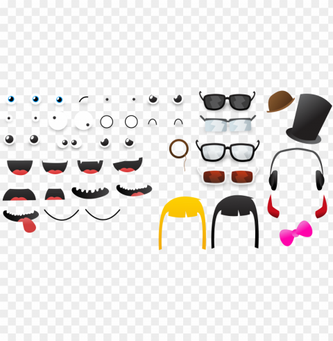 printable eyes ears nose and mouth High-resolution transparent PNG images assortment