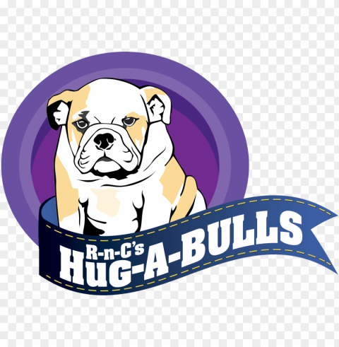 r n c's hug a bulls logo - white english bulldo PNG with no background for free