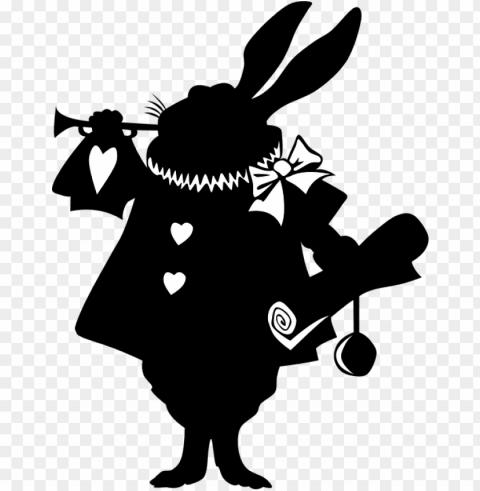 rabbit silhouette clip art - alice in wonderland rabbit silhouette Isolated Artwork in Transparent PNG