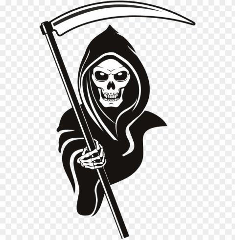 racing grim reaper skull chequered flags car sticker Transparent Background Isolated PNG Item