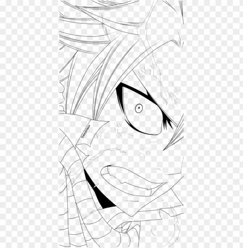 Rage Drawing Anime - Fairy Tail Natsu Lineart Transparent PNG Illustration With Isolation