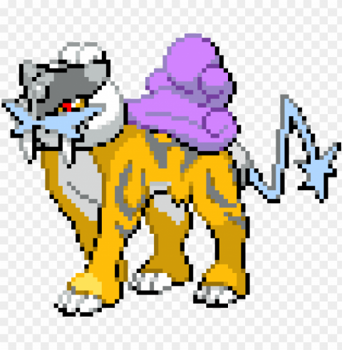 Raikou - Pokemon Suicune Entei Raikou Pixel Clean Background Isolated PNG Image