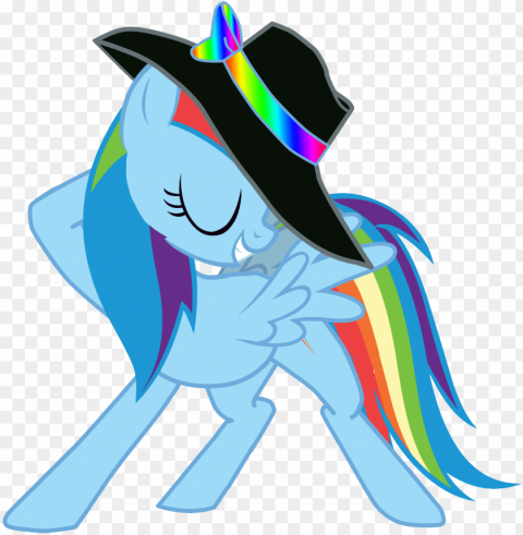 rainbow dash being fabulous wearing a rainbow hat - mlp rarity with hat Isolated Artwork on HighQuality Transparent PNG