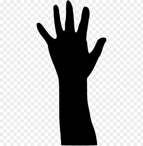 raised hand in silhouette - clip art Isolated Artwork on Transparent Background PNG