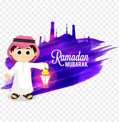 ramadan mubarak kids PNG with cutout background