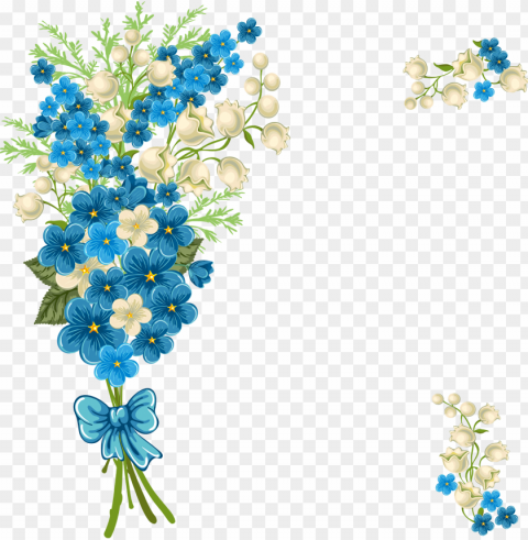 ramo azul - blue flower borders and frames PNG transparent photos assortment